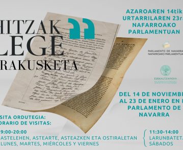 Exposición Hitzak lege. textos jurídicos creados en Euskera